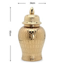 GobekUsa Golden Pattern Porcelain Ginger Jar Vase with Lid for Home Decor