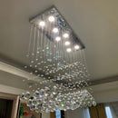 GobekUsa Crystal LED Chandelier: Stylish Rectangle Pendant Light for Home, Office, and Cafe