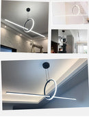 GobekUsa Black LED Ceiling Chandelier with Remote Control for Modern Minimalist Home Decor