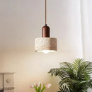 Wabi-Sabi Travertine Stone Pendant Light in Yellow Marble