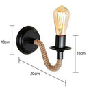 GobekUsa Hemp Rope Wall Lamp Wood Sconce E27 Industrial Indoor Outdoor Light
