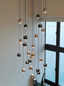 GobekUsa Crystal Ball Pendant Light for Modern Living Room, Black & Gold Luxury Fixture