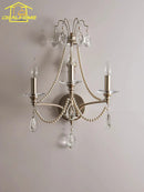 GobekUsa French Retro Crystal LED Wall Lamp - Luxury Iron Art Decor for Living Room