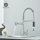GobekUsa Dual Spout Brass Kitchen Sink Faucet with 360° Rotation - Chrome
