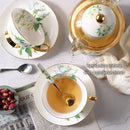 GobekUsa Camellia Floral Tea Set Bone China Glass Teapot & Ceramic Teacup Pot Strainer