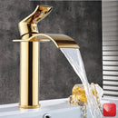 GobekUsa Gold Waterfall Bathroom Faucet Single Handle Basin Mixer Tap Brass Sink Crane