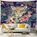 GobekUsa Enchanted Forest Tapestry: Animals, Flowers, Moon - Home Decor
