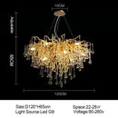 GobekUsa Branch-shaped Golden Crystal Chandelier for Villa Bedroom and Living Room
