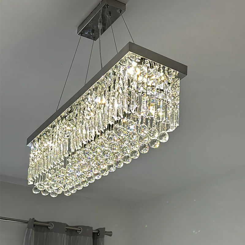 Modern Silver Crystal Chain Pendant Chandelier, photo 4 of 7