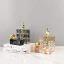 GobekUsa Geometric Stair Crystal Ornament Metal Gold Sculpture