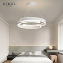 GobekUsa Black White LED Ring Chandelier Pendant Lights for Home Indoor Decor