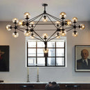 GobekUsa Glass Bean Industrial Pendant Light for Living Room Bedroom Loft