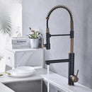 GobekUsa Brushed Gold Kitchen Faucet with Pull Down Spring Spout for Hot Cold Water