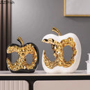 GobekUsa Ceramic Apple Sculpture Desk Decoration - Gold-plated Hollow Out Craft, Room Aesthetic Ornament