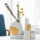 GobekUsa Geometric Gold Striped Ceramic Vase for Flowers & Hydroponics