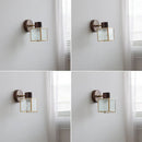 GobekUsa Clear Glass LED Wall Sconce Walnut Wood Bedroom Living Room Modern Fixture