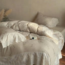 GobekUsa French Lace Flowers Bedding Set, 100% Cotton Double Layer, Soft Duvet Cover, Bed Sheet, Pillowcases