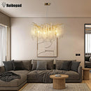 GobekUsa Gold Crystal Branch Chandelier | Modern Luxury Round Ceiling Light