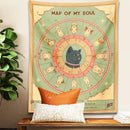 GobekUsa Cat Tapestry Soul Tarot Zodiac Constellation Wheel Retro Boho Living Room Decor