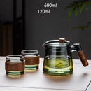 GobekUsa Glass Teapot Set with Teacup, Kung Fu Style, Pyrex Tea Maker, Flower Pattern