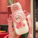 GobekUsa Kids Cute Cartoon Water Cup with Portable Strap - BPA-Free Student Sippy Cup