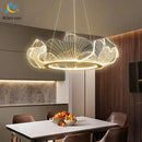 GobekUsa Lotus Leaf Acrylic LED Chandelier Pendant Light for Dining Room, Bedroom, Living Room