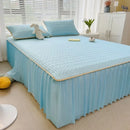 GobekUsa Cool Fabric Latex Bed Skirt Set: Solid Color Summer Mat with Elastic Band