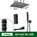 GobekUsa Black Brass Thermostatic Shower Faucet with Ceiling Rainfall Shower Head