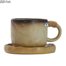 GobekUsa Coarse Pottery Cup & Saucer Set - Classical Mugs for Dining Table or Coffee