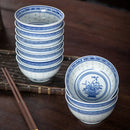 GobekUsa Chinese Orchid Dragon Bowl - Traditional Blue and White Porcelain Dessert Rice Bowl