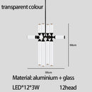 GobekUsa Glass Tube Chandelier: Modern LED Pendant Lamp for Living Room, Bedroom, Cafe, and Dining Room.