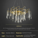 GobekUsa Large Droplet Crystal Chandelier: Modern Bedroom & Restaurant Pendent Lamp