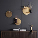 GobekUsa Gold Metal Round Wall Storage Shelf with Hooks