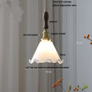 GobekUsa LED Pendant Lamp with Adjustable Brass Knob Switch & White Glass