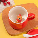 GobekUsa Christmas Animals Ceramic Tea Cup Set Red Porcelain Mugs