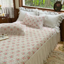 GobekUsa Lace Ruffles Bed Skirt Set with Pillowcases for 1.2-2M Beds