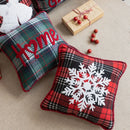GobekUsa Buffalo Check Snowflake Jingle Bell Pillow Case | Retro Christmas Decoration
