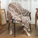 GobekUsa Bohemian Striped Knit Throw Blanket with Tassel Shawl - Versatile and Cozy Blanket