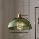 GobekUsa Amber Glass LED Pendant Lamp Walnut Wood Copper Hanging Light