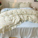 GobekUsa Korean Lace Ruffles Bedding Set with Bed Skirt, Soft Skin-Friendly Material