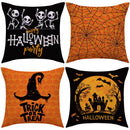 GobekUsa Halloween Pillowcase Set - Festive Sofa Cushion Covers with Pumpkin Cat Witch Hat Print.