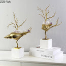 GobekUsa Golden Conch Metal Sculpture Decorative Figurine Artwork for Modern Home Decor