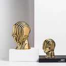 GobekUsa Geometric Ceramic Head Sculpture | Golden Alien Figurine