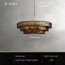GobekUsa Brown Glass Pendant Lights for Dining Table Chandelier, Oval Clear Round Suspension Lamp
