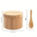 GobekUsa Bamboo Seasoning Box with Spoon - Rotating Cover Spice Container