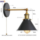 GobekUsa Gold Industrial LED Wall Lamp for Loft Stair & Bedroom Lighting