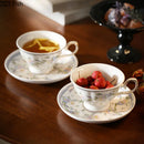 GobekUsa Lace Floral Ceramic Cup&saucer Set for Elegant Dining and Tea Time