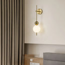 GobekUsa LED Wall Sconce White Acrylic Ball Gold Metal Bedroom Lighting
