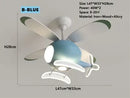 GobekUsa Helicopter Ceiling Fan Chandeliers: Nordic Creative Kids Room Decor Lamp