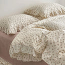 GobekUsa Korean Floral Lace Duvet Cover: Luxury Soft Quilt for Queen King, Breathable Home Decor